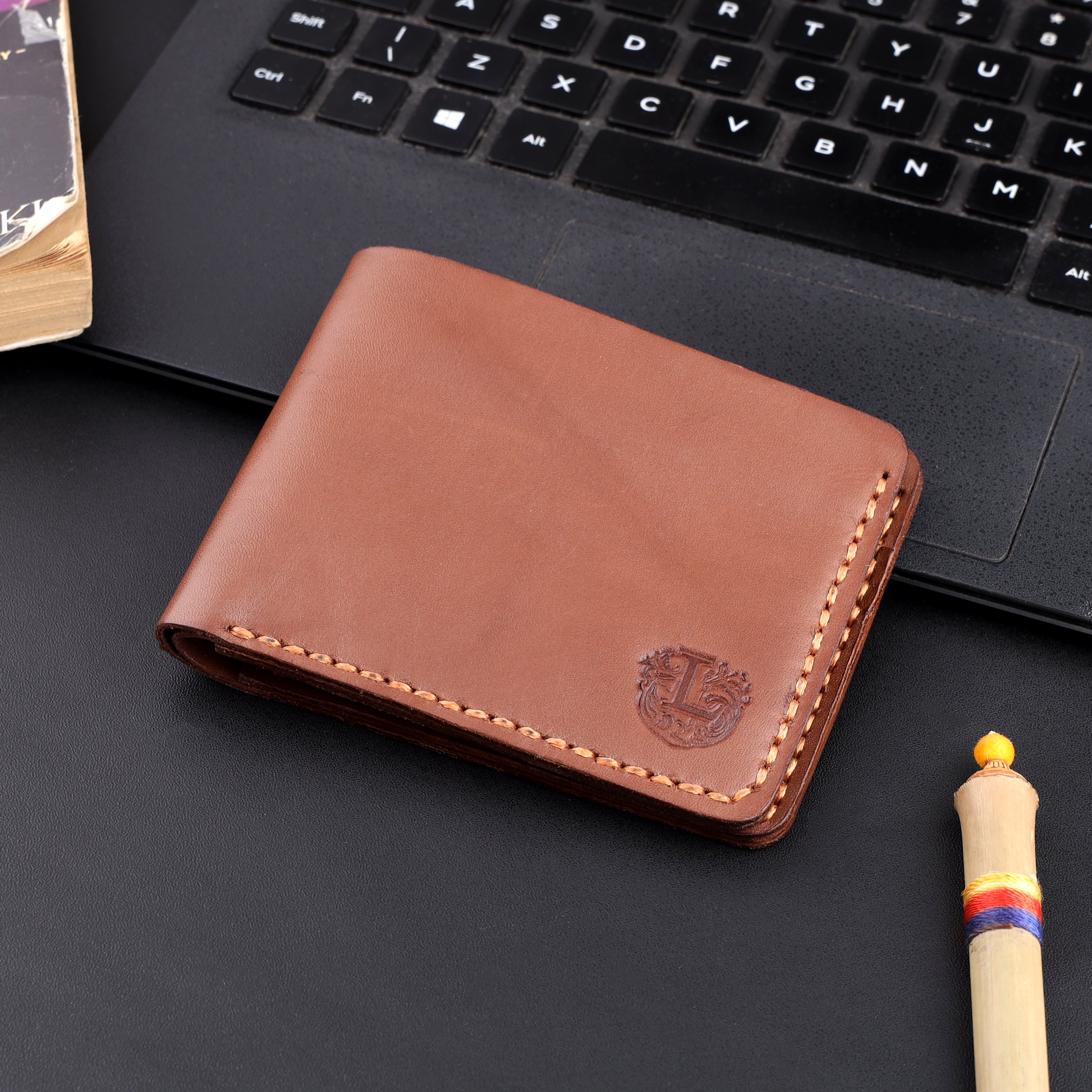 THE VORTEX: A LEATHER BIFOLD  BROWN WALLET VOL-01