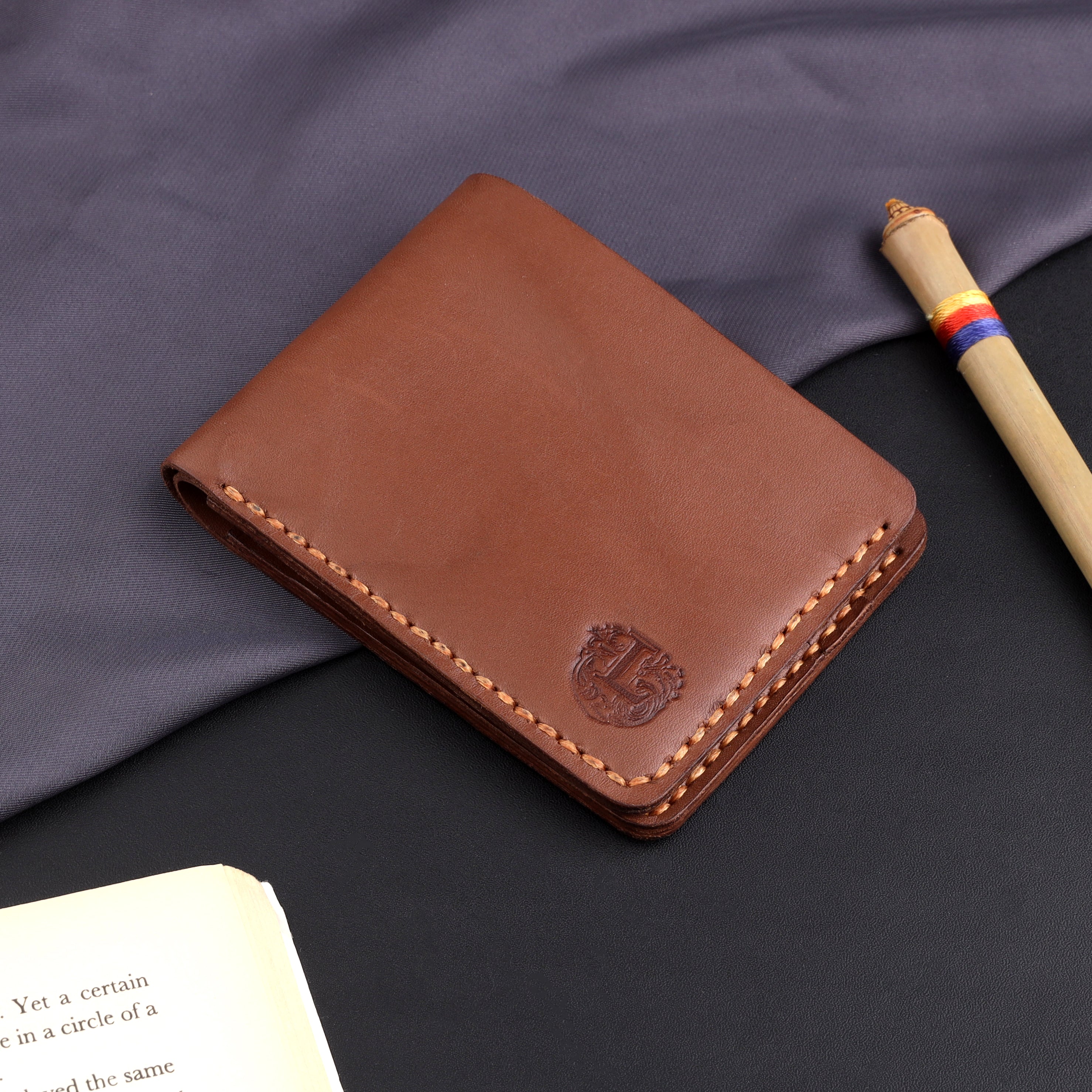 THE VORTEX: A LEATHER BIFOLD  BROWN WALLET VOL-01