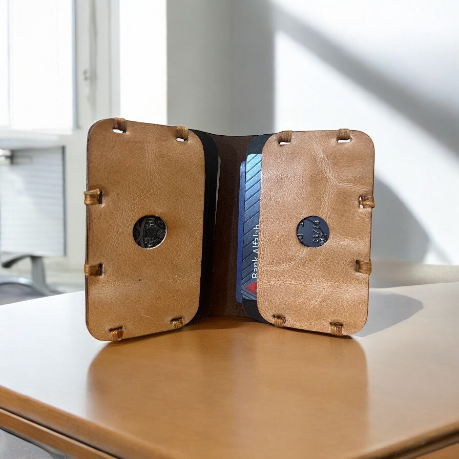 THE VINTAGE SECRET-A GENUINE HAND MADE COFFEE LEATHER CARDHOLDER VOL-001