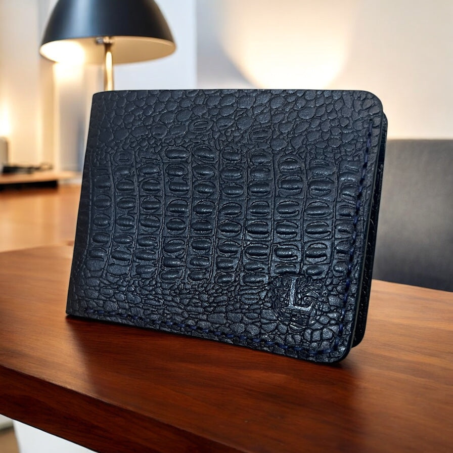 The ALLIGATORS : A BLUE LEATHER BIFOLD WALLET VOL-01